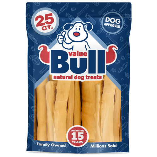 ValueBull USA Retriever Rolls, Premium Thick Cut Rawhide, Medium 5-6 Inch, Smoked, 25 Count