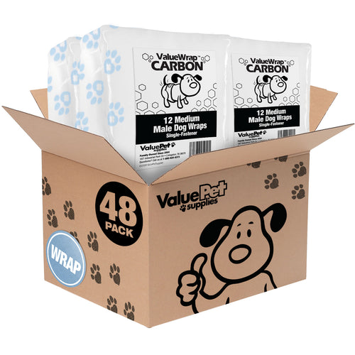 ValueWrap Male Wraps, Disposable Dog Diapers, Carbon, 1-Tab Medium, 48 Count