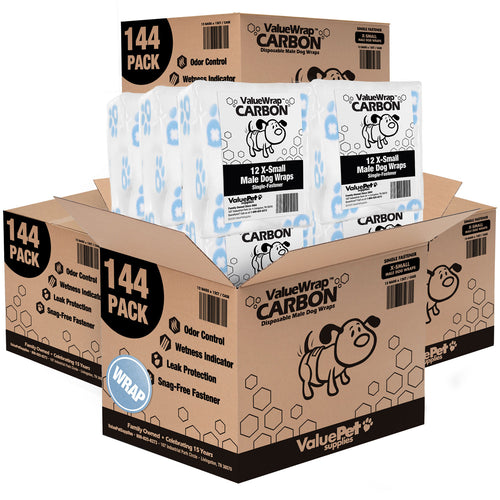 ValueWrap Male Wraps, Disposable Dog Diapers, Carbon, 1-Tab Extra Small, 576 Count BULK PACK