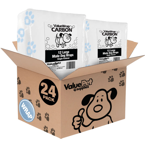 ValueWrap Male Wraps, Disposable Dog Diapers, Carbon, 1-Tab Large, 24 Count