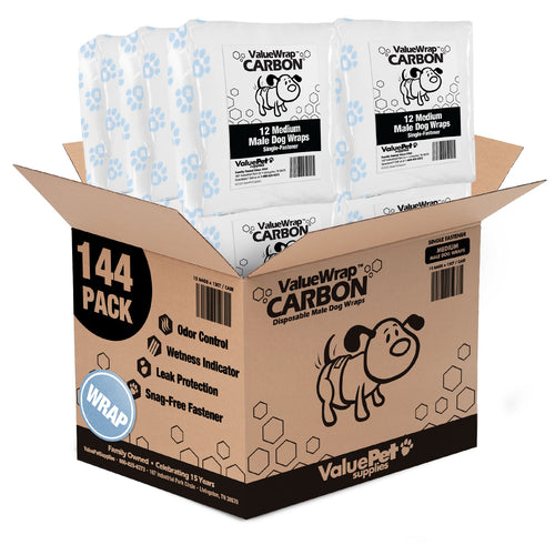 ValueWrap Male Wraps, Disposable Dog Diapers, Carbon, 1-Tab Medium, 144 Count