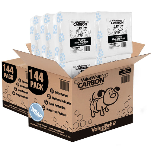 ValueWrap Male Wraps, Disposable Dog Diapers, Carbon, 1-Tab Large, 288 Count BULK PACK