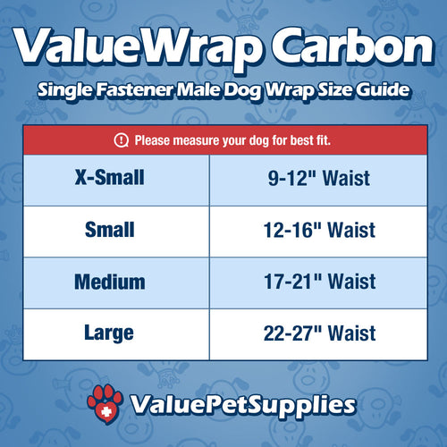 ValueWrap Male Wraps, Disposable Dog Diapers, Carbon, 1-Tab Medium, 144 Count