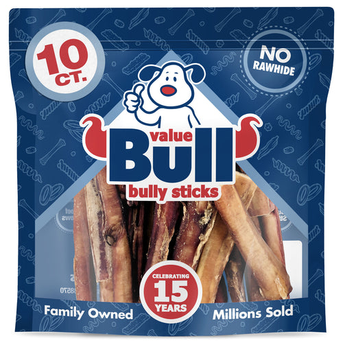 ValueBull Bully Sticks for Dogs, Varied Shapes, Super Jumbo 5-6", 10 ct