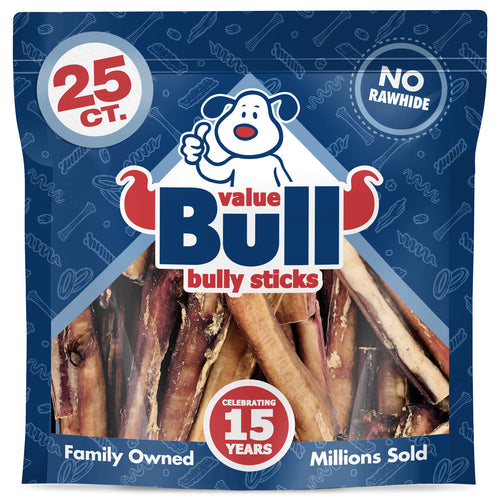 ValueBull Bully Sticks for Dogs, Varied Shapes, Super Jumbo 5-6", 25 ct
