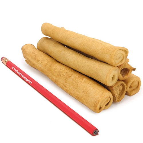 ValueBull USA Retriever Rolls for Small Dogs, Premium Thick Cut Rawhide, Thin 5 Inch, Smoked, 200 Count BULK PACK