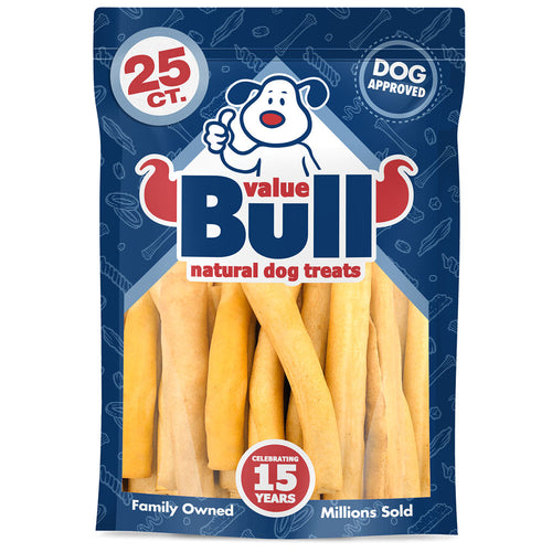 ValueBull USA Retriever Rolls for Small Dogs, Premium Thick Cut Rawhide, Thin 5 Inch, Smoked, 25 Count