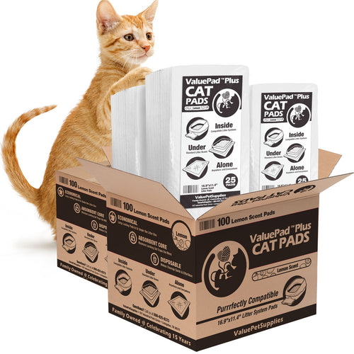 ValuePad Plus Cat Litter Pads, 16.9x11.4 Inch, Lemon Scent, 200 Count - Breeze Compatible Refills BULK PACK