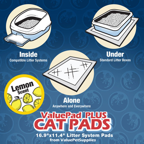 ValuePad Plus Cat Litter Pads, 16.9x11.4 Inch, Lemon Scent, 50 Count - Breeze Compatible Refills