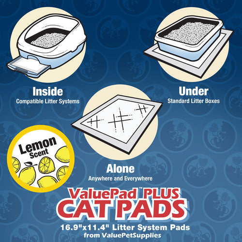 ValuePad Plus Cat Litter Pads, 16.9x11.4 Inch, Lemon Scent, 100 Count - Breeze Compatible Refills