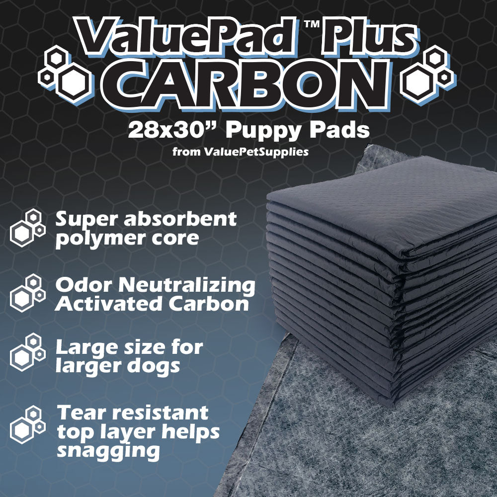ValuePad Plus Carbon Puppy Pads, Large 28x30 Inch, 300 Count BULK PACK
