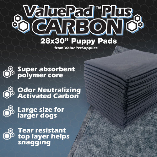 ValuePad Plus Carbon Puppy Pads, Large 28x30 Inch, 50 Count