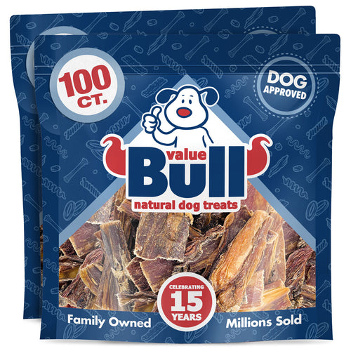 ValueBull Beef Jerky Gullet Strips for Dogs, 200 Count