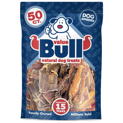ValueBull Beef Jerky Gullet Strips for Dogs, 50 Count