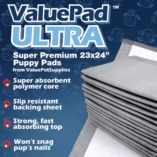 IMPROVED- ValuePad Ultra Puppy Pads, Medium 23x24 Inch, 25 Count
