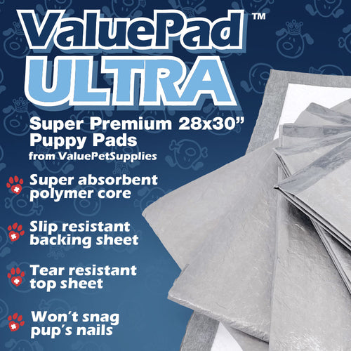 IMPROVED- ValuePad Ultra Puppy Pads, Large 28x30 Inch, 100 Count