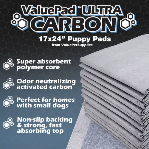 ValuePad Ultra Carbon Puppy Pads, Small 17x24 Inch, 200 Count