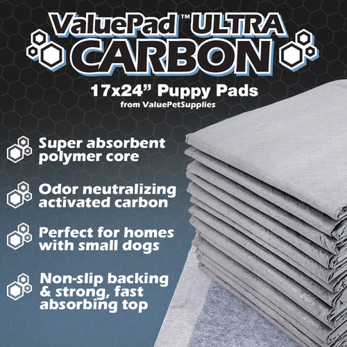 ValuePad Ultra Carbon Puppy Pads, Small 17x24 Inch, 600 Count BULK PACK