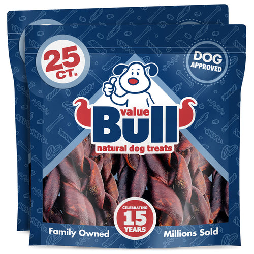 ValueBull Beef Collagen Curly Spirals, Thick 5-6 Inch, 50 Count