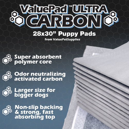ValuePad Ultra Carbon Puppy Pads, Large 28x30 Inch, 100 Count