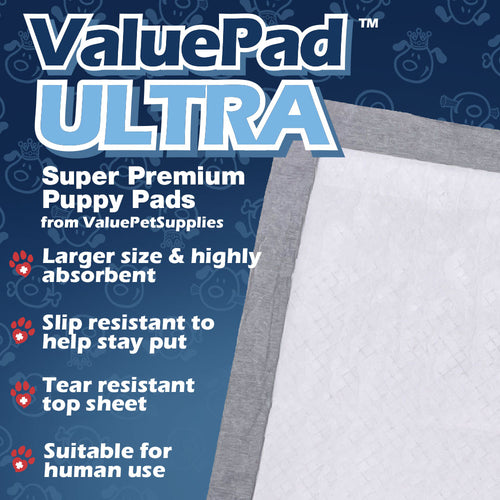 IMPROVED- ValuePad Ultra Puppy Pads, Extra Large 28x36 Inch, 50 Count