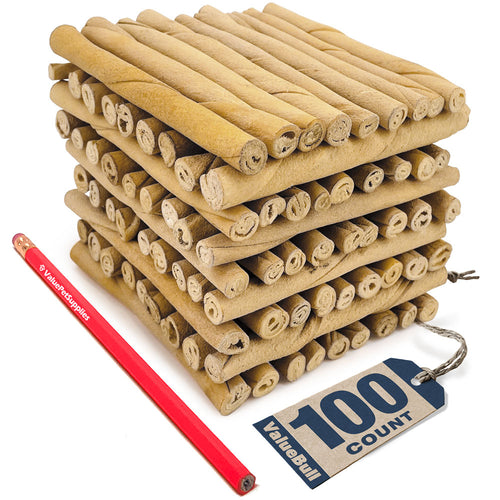 ValueBull USA Premium Rawhide Twists for Small Dogs, 5 Inch, Lightly Smoked, 100 Count