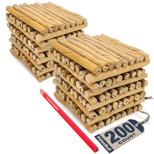 ValueBull USA Premium Rawhide Twists for Small Dogs, 5 Inch, Lightly Smoked, 200 Count