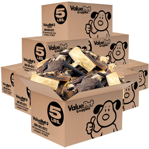 ValueBull Cheek Slices for Dogs, Varied Sizes, Shapes, & Colors, 40 lb BULK PACK