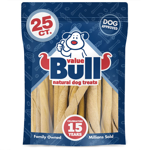 ValueBull USA Premium Rawhide Twists for Small Dogs, 5 Inch, Lightly Smoked, 25 Count (SAMPLE PACK)