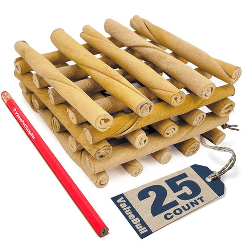 ValueBull USA Premium Rawhide Twists for Small Dogs, 5 Inch, Lightly Smoked, 25 Count (SAMPLE PACK)