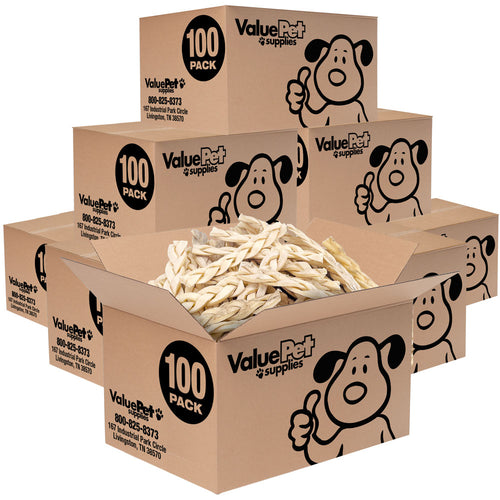 ValueBull Cheek Chews, Triple Braided, Premium Beef, 5-6 Inch, 800 Count BULK PACK