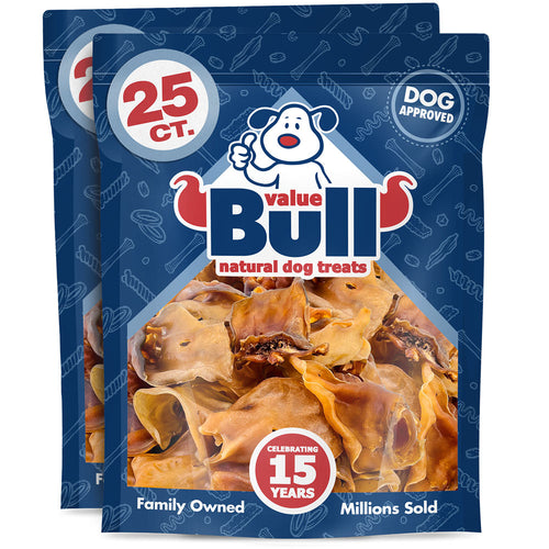 ValueBull Natural Brown Cow Ears, 50 Count