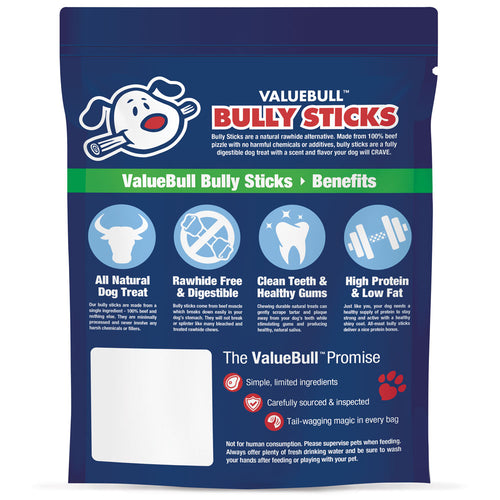 ValueBull Bully Sticks for Small Dogs, Extra Thin 6 Inch, 25 Count