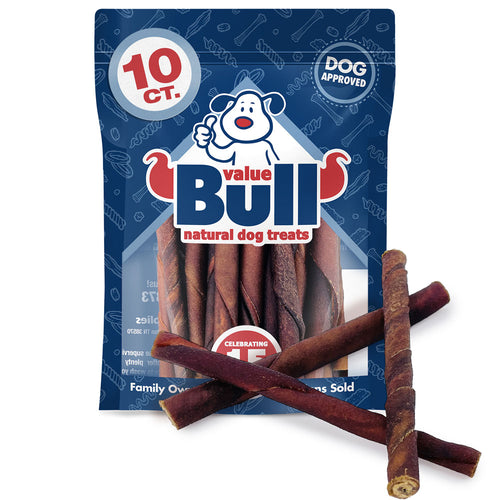 ValueBull USA Collagen Twists, Beef Chews for Small Dogs, Smoked, 5 Inch, 10 Count