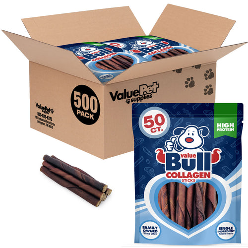 ValueBull USA Collagen Twists, Beef Chews for Small Dogs, Smoked, 5 Inch, 500 Count