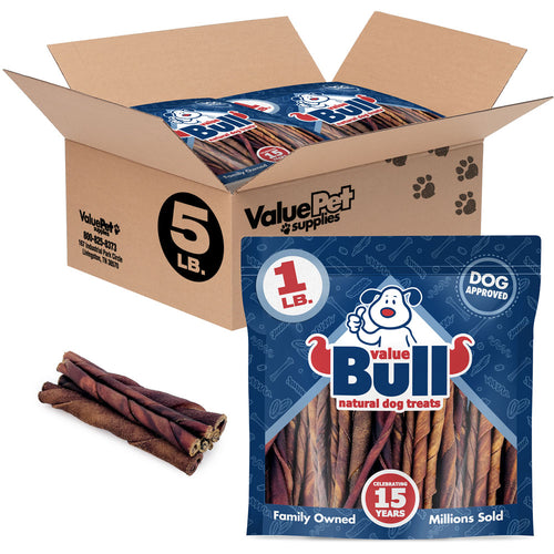 ValueBull USA Beef Collagen Twists for Dogs, Smoked, Varied Shapes, 5 Pounds