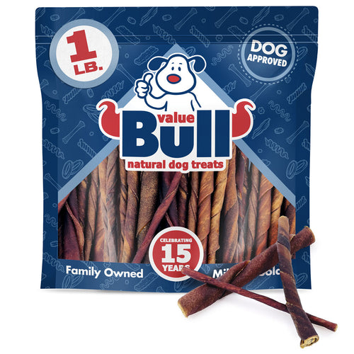 ValueBull USA Beef Collagen Twists for Dogs, Smoked, Varied Shapes, 1 Pound