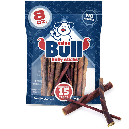 ValueBull USA Beef Collagen Twists for Dogs, Smoked, Varied Shapes, 8 Ounces