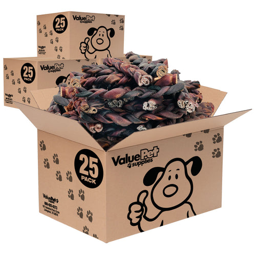 ValueBull USA Collagen Sticks, Triple Braided Jumbo, Smoked Beef Chews, 11-12 Inch, 100 Count BULK PACK