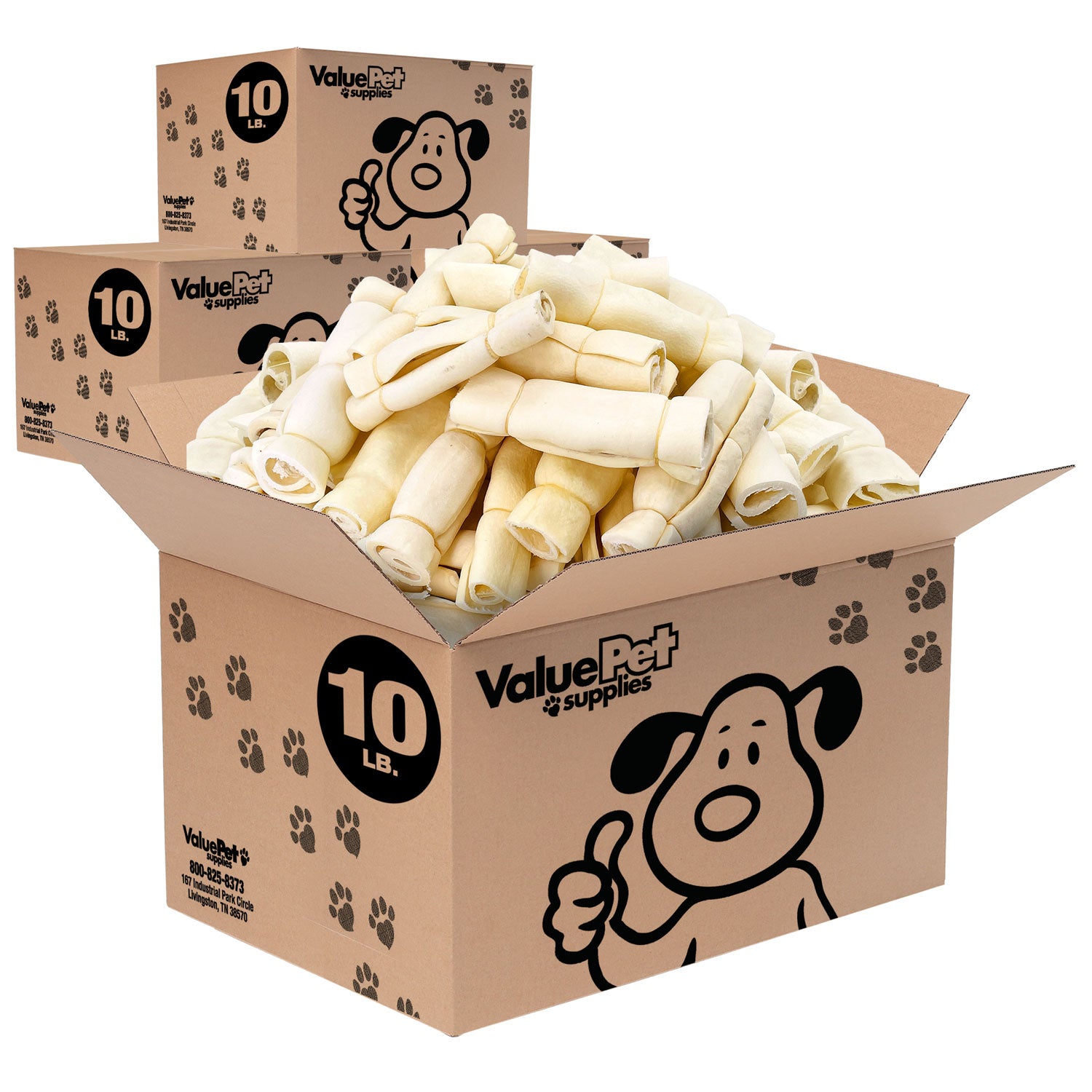 ValueBull Cheek Rolls, Premium Beef Dog Chews, Varied Shapes, 6 Inch, 40 Pounds WHOLESALE PACK