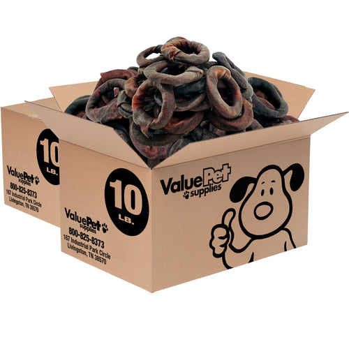 ValueBull USA Beef Collagen Rings For Dogs, Lightly Smoked, 4", 20 lb BULK PACK