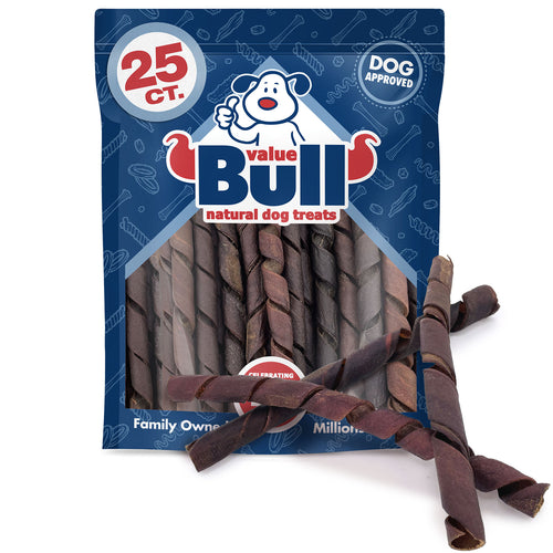ValueBull USA Smoked Collagen Sticks For Small Dogs, 10-12" Thin Spirals, 25 ct
