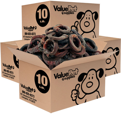 ValueBull USA Beef Collagen Rings For Dogs, Lightly Smoked, 4", 40 lb BULK PACK