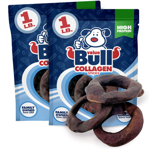 ValueBull USA Beef Collagen Rings For Dogs, Lightly Smoked, 4", 2 lb