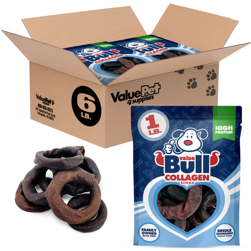 ValueBull USA Beef Collagen Rings For Dogs, Lightly Smoked, 4", 4 lb