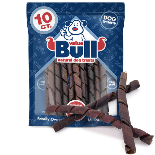 ValueBull USA Smoked Collagen Sticks For Small Dogs, 10-12" Thin Spirals, 10 ct