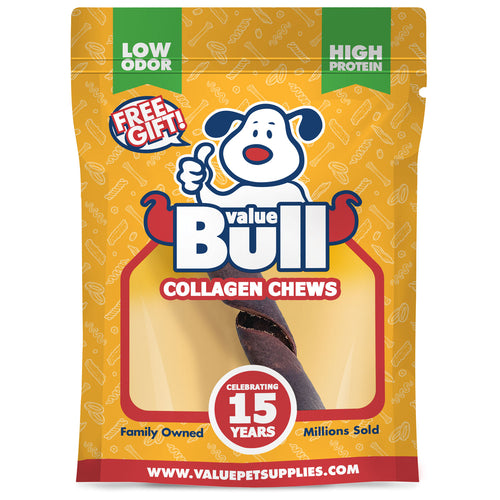 FREE GIFT- ValueBull USA Collagen Sticks For Small Dogs, Smoked, Thin Spirals, 5-6 Inch, 1 Count