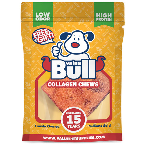 FREE GIFT- ValueBull USA Collagen Chips, Beef Chews For Dogs, Smoked, 2-4 Inches, 1 Count