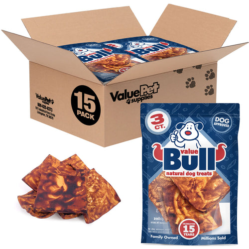 NEW- ValueBull Cheek Chips, Premium Beef Dog Chews, Beef Flavored, 15 Count