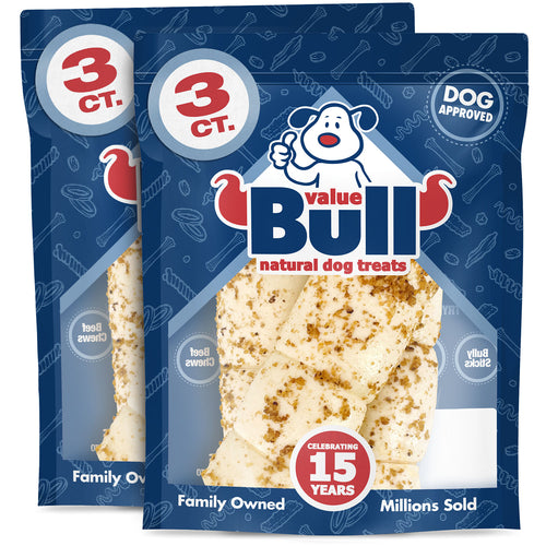 NEW- ValueBull Cheek Rolls, Premium Beef Dog Chews, Bully Dusted, 10-12 Inch, 6 Count